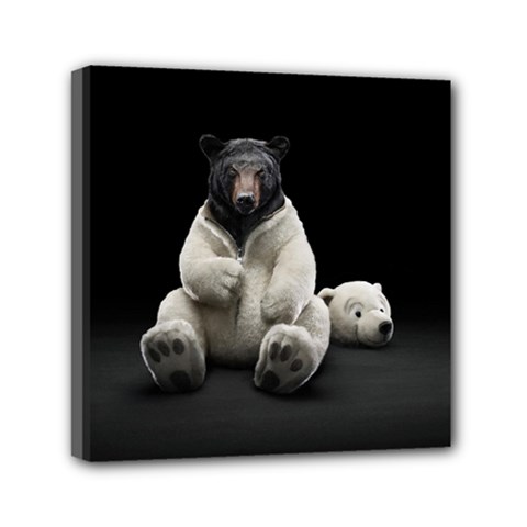 Bear In Mask Mini Canvas 6  X 6  (framed) by cutepetshop