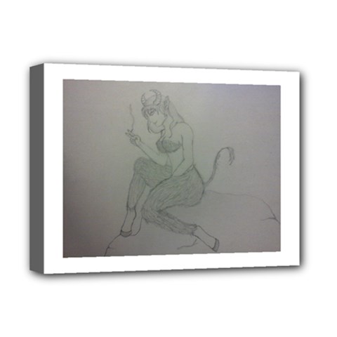 Smoke Break Satyr Deluxe Canvas 16  X 12  (framed)  by WispsofFantasy