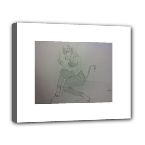 Smoke Break Satyr Deluxe Canvas 20  X 16  (framed) by WispsofFantasy