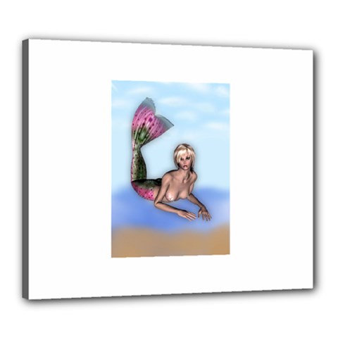 Mermaid On The Beach Canvas 24  X 20  (framed) by goldenjackal