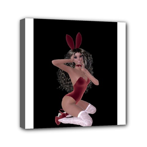 Miss Bunny In Red Lingerie Mini Canvas 6  X 6  (framed) by goldenjackal