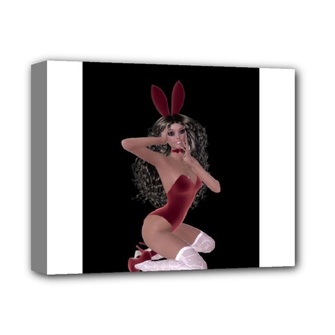 Miss Bunny In Red Lingerie Deluxe Canvas 14  X 11  (framed) by goldenjackal