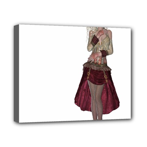 Steampunk Style Girl Wearing Red Dress Canvas 10  X 8  (framed) by goldenjackal