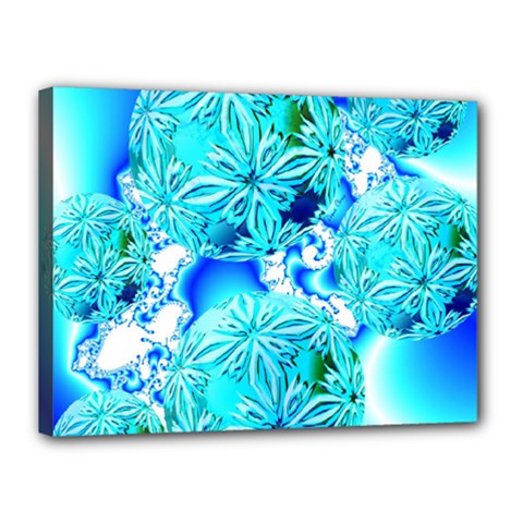 Blue Ice Crystals, Abstract Aqua Azure Cyan Canvas 16  X 12  (stretched) by DianeClancy