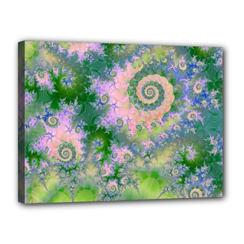 Rose Apple Green Dreams, Abstract Water Garden Canvas 16  X 12  (framed) by DianeClancy