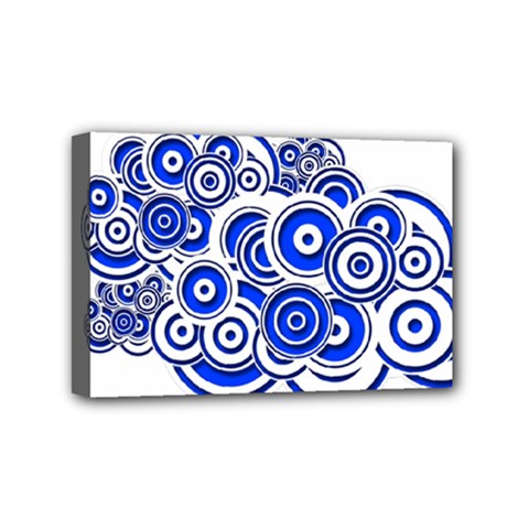 Trippy Blue Swirls Mini Canvas 6  X 4  (framed) by StuffOrSomething