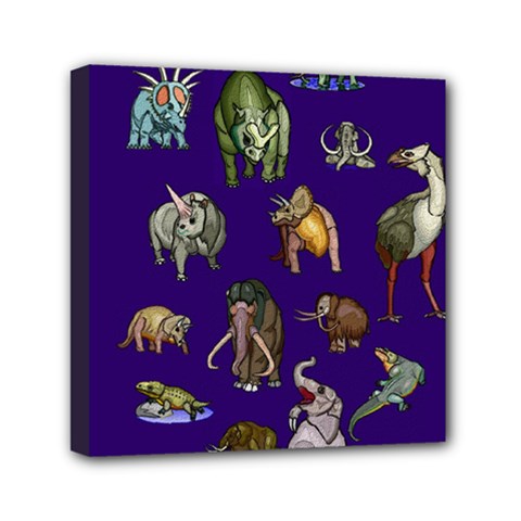 Dino Family 1 Mini Canvas 6  X 6  (framed) by Rbrendes