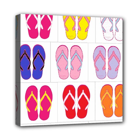 Flip Flop Collage Mini Canvas 8  X 8  (framed) by StuffOrSomething