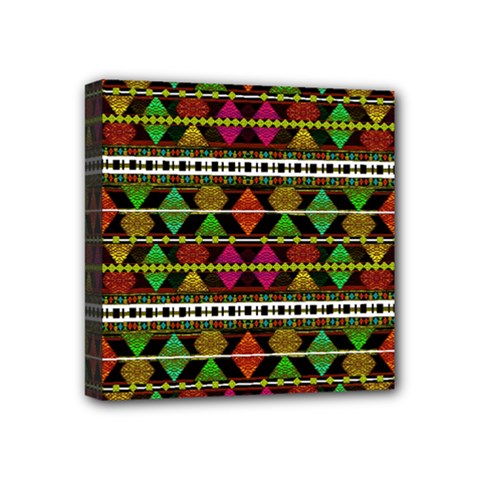 Aztec Style Pattern Mini Canvas 4  X 4  (framed) by dflcprints
