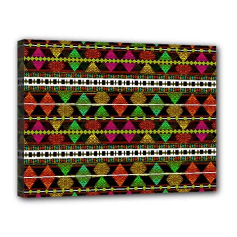 Aztec Style Pattern Canvas 16  X 12  (framed) by dflcprints