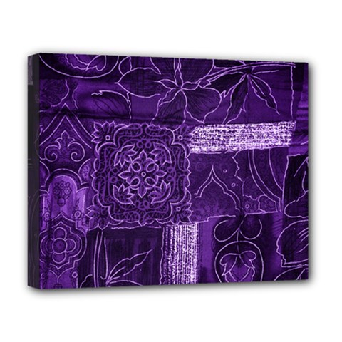 Pretty Purple Patchwork Deluxe Canvas 20  X 16  (framed) by FunWithFibro