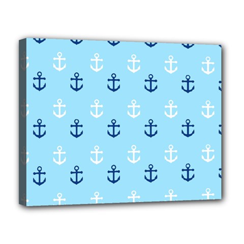 Anchors In Blue And White Canvas 14  X 11  (framed) by StuffOrSomething