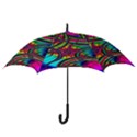 Abstract Neon Fractal Rainbows Hook Handle Umbrella (Small) View3