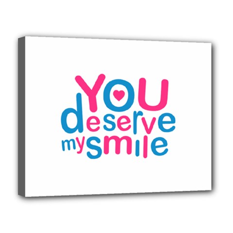 You Deserve My Smile Typographic Design Love Quote Canvas 14  X 11  (framed) by dflcprints