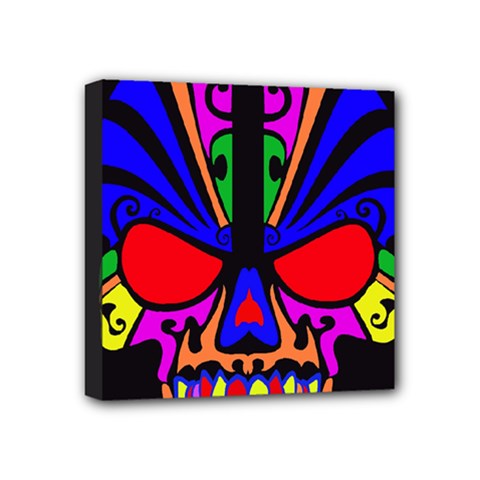 Skull In Colour Mini Canvas 4  X 4  (framed) by icarusismartdesigns