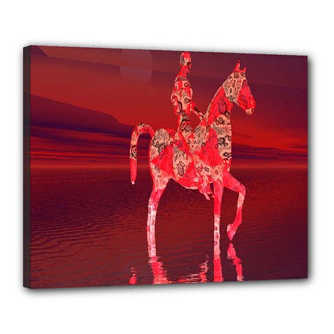 Riding At Dusk Canvas 20  X 16  (framed) by icarusismartdesigns