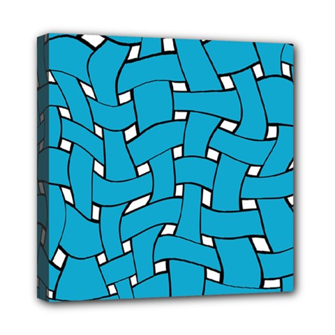 Blue Distorted Weave Mini Canvas 8  X 8  (stretched) by LalyLauraFLM