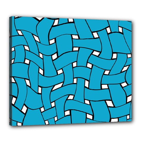 Blue Distorted Weave Canvas 24  X 20  (stretched) by LalyLauraFLM