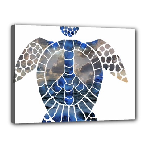 Peace Turtle Canvas 16  X 12  (framed) by oddzodd