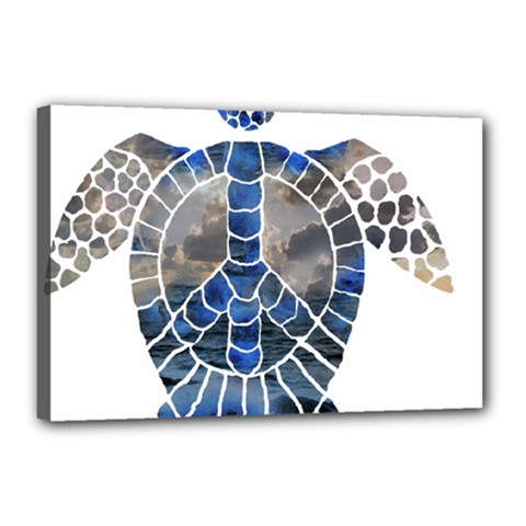 Peace Turtle Canvas 18  X 12  (framed) by oddzodd