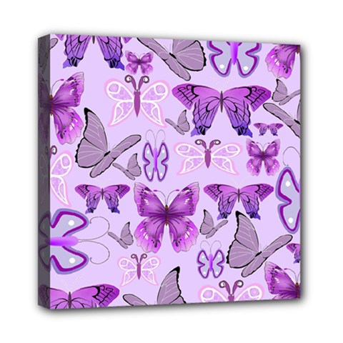 Purple Awareness Butterflies Mini Canvas 8  X 8  (framed) by FunWithFibro