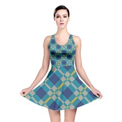 Squares And Stripes Pattern Reversible Skater Dress by LalyLauraFLM