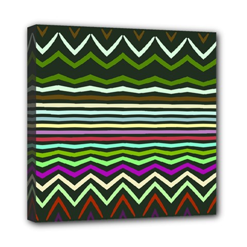 Chevrons And Distorted Stripes Mini Canvas 8  X 8  (stretched) by LalyLauraFLM