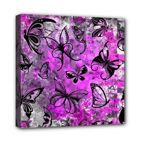 Butterfly Graffiti Mini Canvas 8  X 8  (framed) by ArtistRoseanneJones