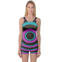 Distorted Concentric Circles Women s Boyleg One Piece Swimsuit by LalyLauraFLM