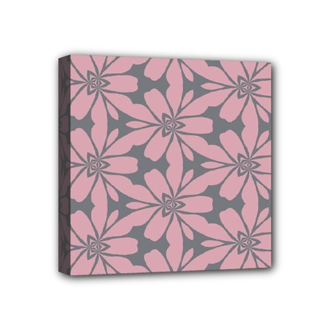 Pink Flowers Pattern Mini Canvas 4  X 4  (stretched) by LalyLauraFLM