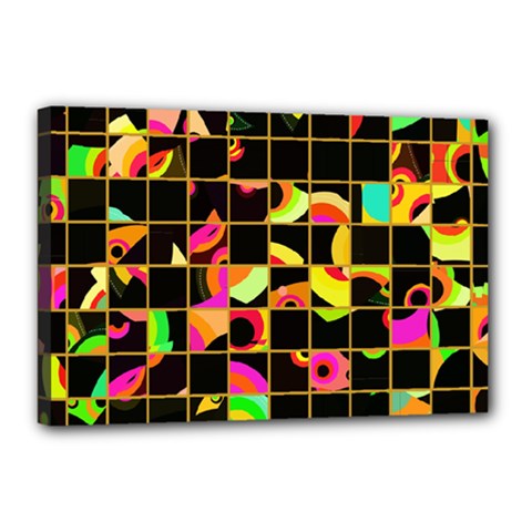 Pieces In Squares Canvas 18  X 12  (stretched) by LalyLauraFLM