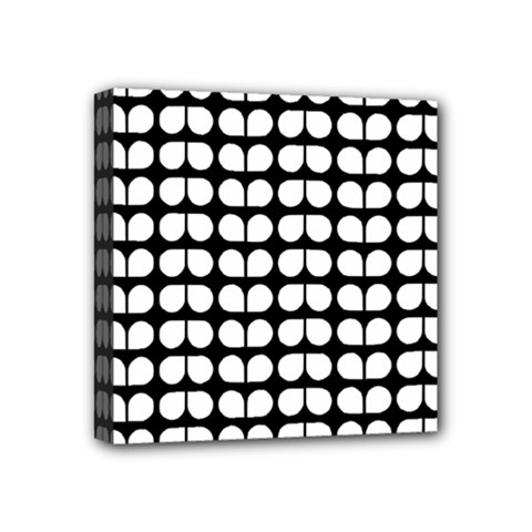 Black And White Leaf Pattern Mini Canvas 4  X 4  by GardenOfOphir