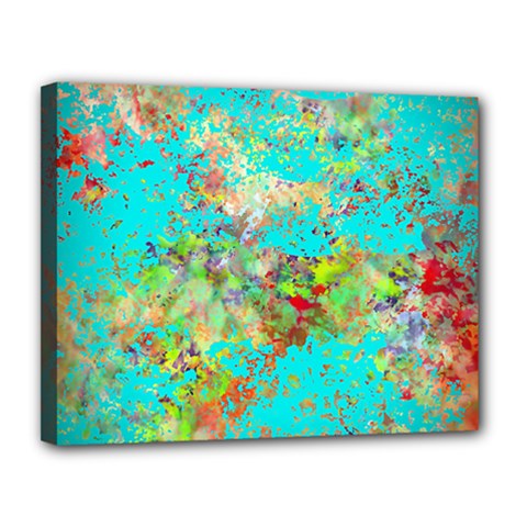 Abstract Garden In Aqua Canvas 14  X 11  by digitaldivadesigns