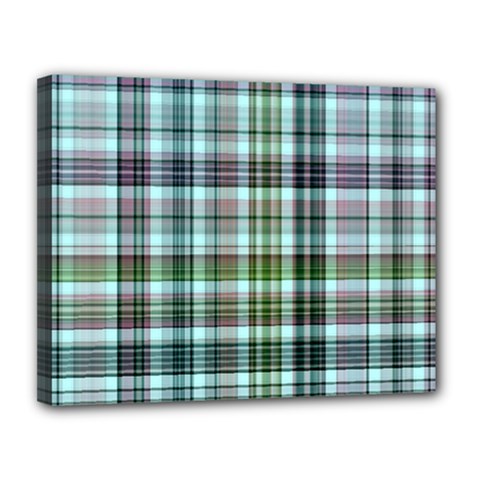 Plaid Ocean Canvas 14  X 11  by ImpressiveMoments