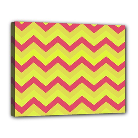 Chevron Yellow Pink Canvas 14  X 11  by ImpressiveMoments
