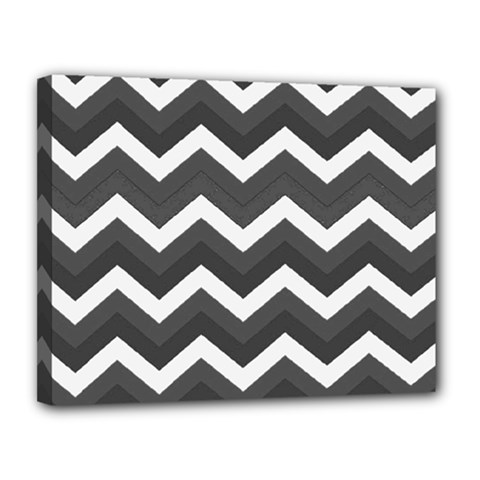 Chevron Dark Gray Canvas 14  X 11  by ImpressiveMoments