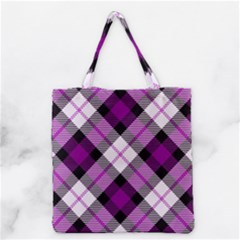 Smart Plaid Purple Grocery Tote Bags by ImpressiveMoments
