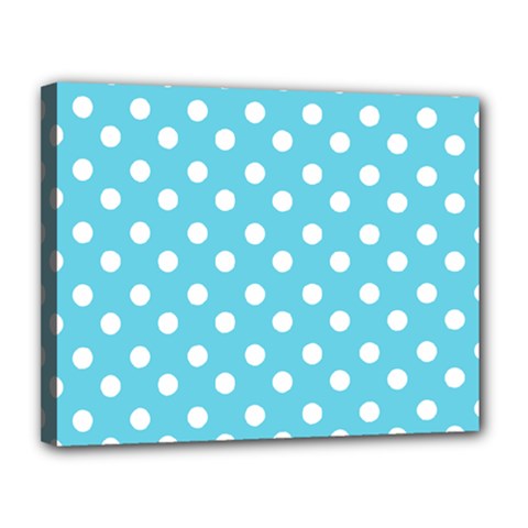 Sky Blue Polka Dots Canvas 14  X 11  by GardenOfOphir