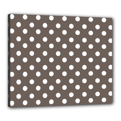 Brown And White Polka Dots Canvas 24  X 20  by GardenOfOphir