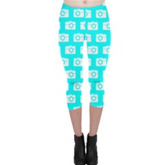 Modern Chic Vector Camera Illustration Pattern Capri Leggings by GardenOfOphir