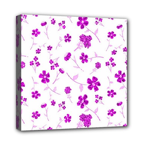 Sweet Shiny Floral Pink Mini Canvas 8  X 8  by ImpressiveMoments