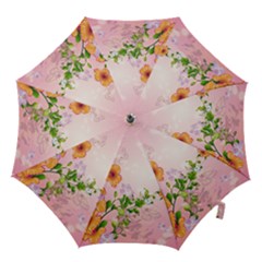 Beautiful Flowers On Soft Pink Background Hook Handle Umbrellas (small) by FantasyWorld7