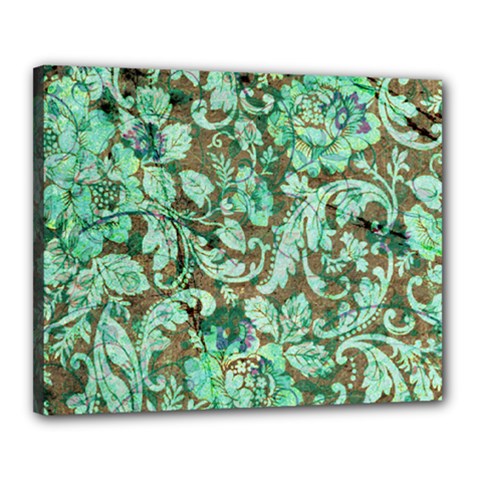 Beautiful Floral Pattern In Green Canvas 20  X 16  by FantasyWorld7