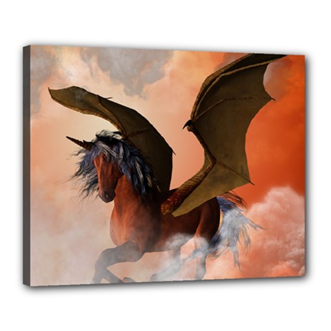 The Dark Unicorn Canvas 20  X 16  by FantasyWorld7