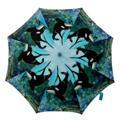 Orca Swimming In A Fantasy World Hook Handle Umbrellas (large) by FantasyWorld7