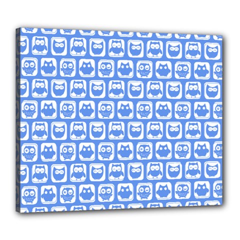 Blue And White Owl Pattern Canvas 24  X 20  by GardenOfOphir