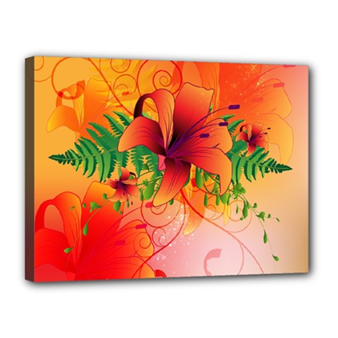 Awesome Red Flowers With Leaves Canvas 16  X 12  by FantasyWorld7