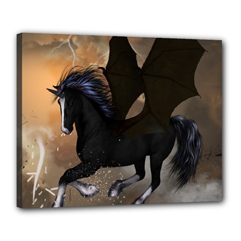 Awesome Dark Unicorn With Clouds Canvas 20  X 16  by FantasyWorld7