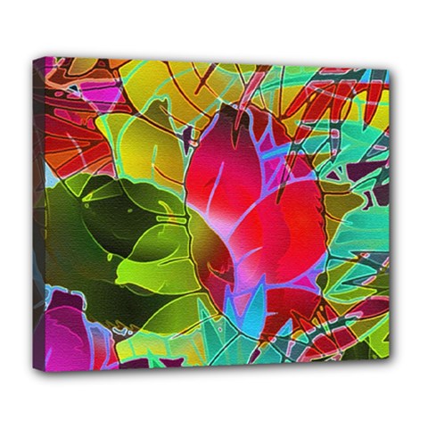 Floral Abstract 1 Deluxe Canvas 24  X 20   by MedusArt