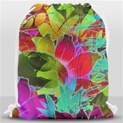 Floral Abstract 1 Drawstring Bag (large) by MedusArt